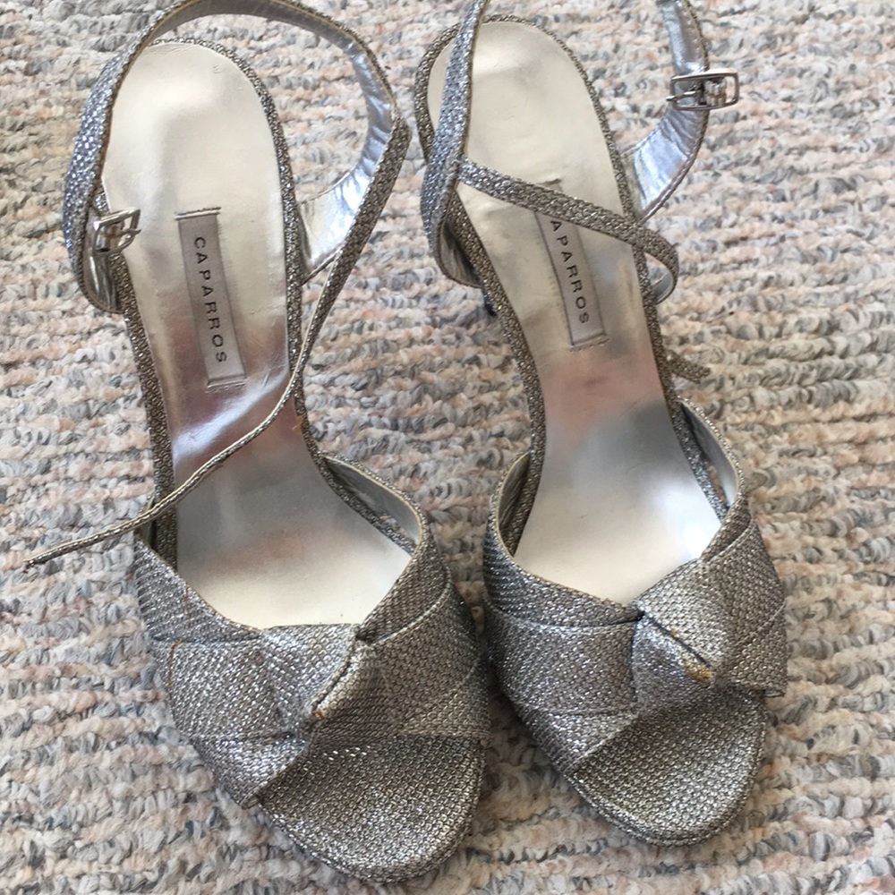 Caparros silver 4 1/2 inch heels